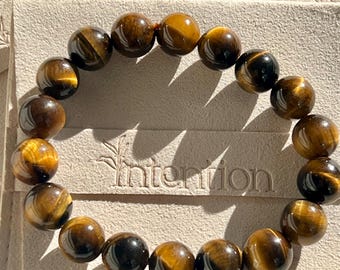 Tiger&#39;s Eye Crystal Bracelet, Gemstone Jewelry, Tigers Eye Healing Crystal, Handmade Unisex Bracelet Christmas Gift For Him, Gift For Her