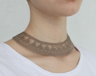 Handmade Tatting Lace Choker Necklace – Delicate Polyester Thread Jewelry