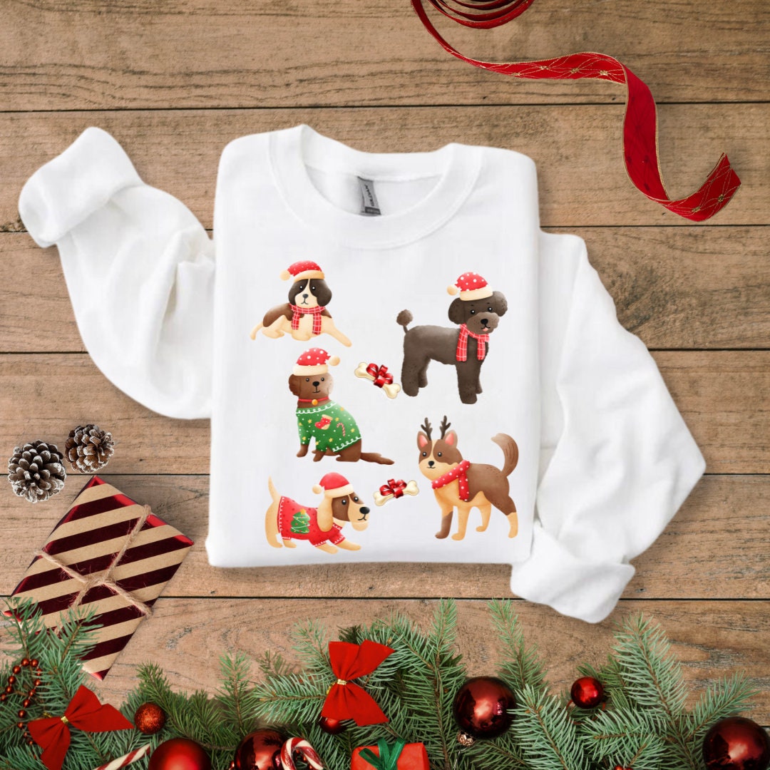 Christmas Dog Print Home Long Sleeved Two-piece Set main image 1