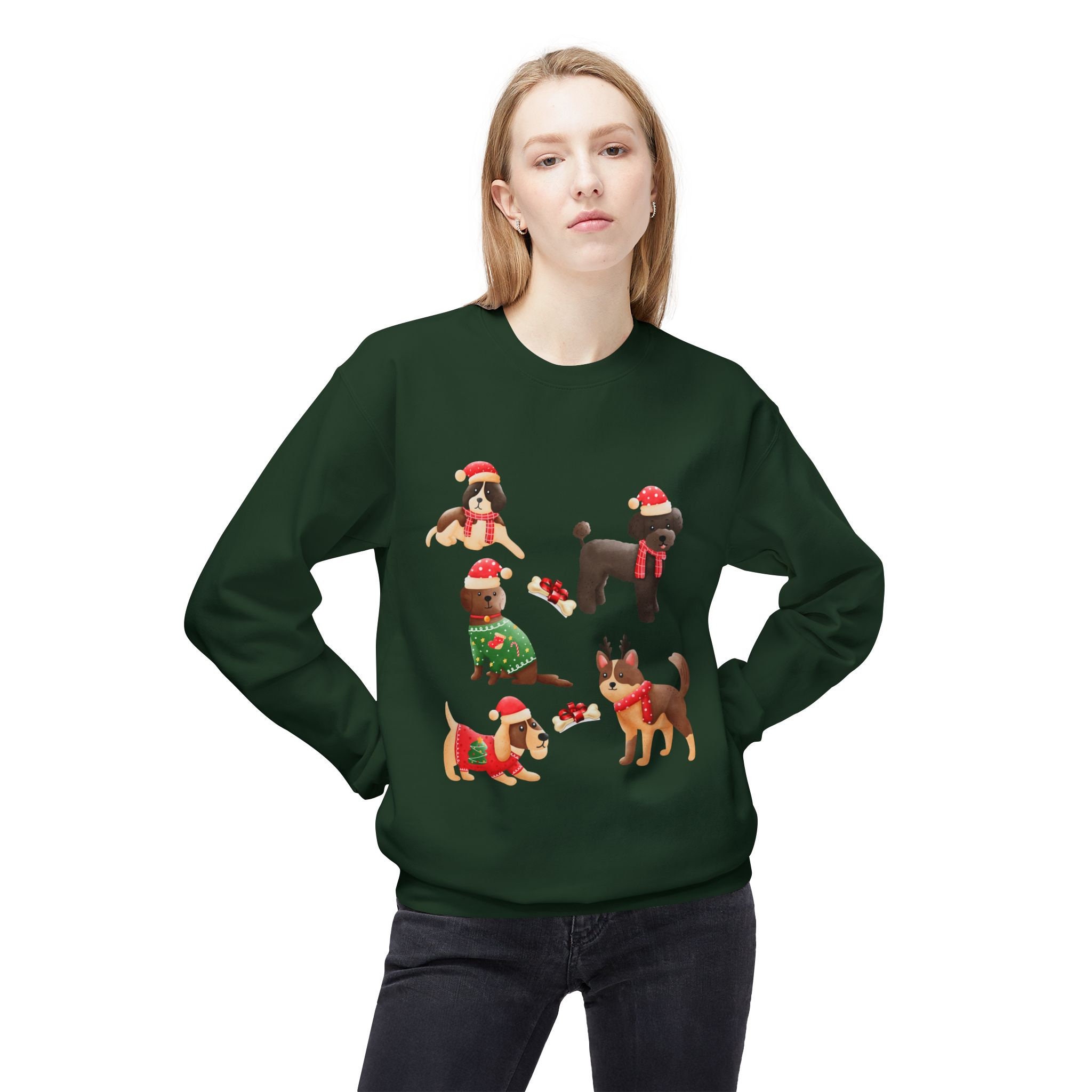 Christmas Dog Print Home Long Sleeved Two-piece Set