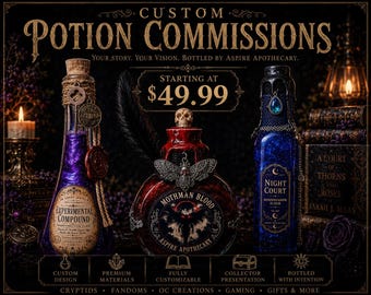 Custom Potion Bottle Commission | Personalized Fantasy Apothecary Bottle | Book, Gaming & Mythology Inspired Collectible