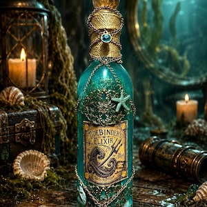 Tidebinder’s Elixir, Potion Bottle | Nautical Treasure Decor, Pirate Apothecary Display