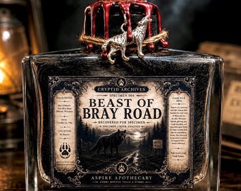 Espécimen de la Bestia de Bray Road / Exhibición de piel de hombre lobo de los Archivos de Críptidos / Coleccionable de terror / Decoración gótica / Regalo peculiar hecho a mano