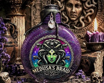 Frasco de poción de la trenza de Medusa / Decoración de la mitología griega / Objeto de colección de fantasía / Exhibidor de boticario / Regalo para amantes de las serpientes