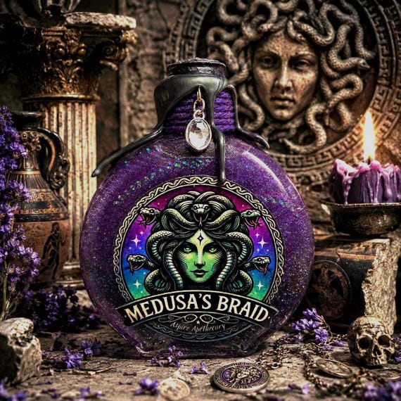 Medusa's Braid Potion Bottle | Greek Mythology Decor | Fantasy Collectible | Apothecary Display | Snake Lover Gift
