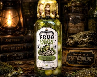Frog Eggs Specimen Bottle | Swamp Apothecary Decor | Fantasy Curiosity Min
