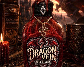 Dragon Vein Potion Bottle | Handcrafted Fantasy Collectible | D&D RPG Inspired | Gamer Gift