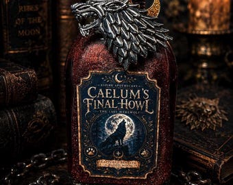 Caelum’s Final Howl™ | Werewolf Potion Bottle | Fantasy Decor | Gothic Home Decor | Dark Fantasy Collectible | Handcrafted Apothecary Bottle