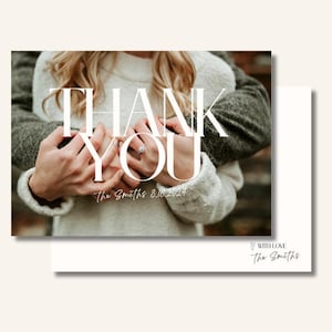 Cartões de agradecimento personalizados 5x7, conjunto de 50 - horizontal - noivado, casamento, noivado, presente de noivado, presente de casamento, presente de noivado - frente e verso