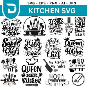 Kitchen Monogram SVG Bundle: Utensil, Chef Hat, & Farmhouse Designs (Digital Download)