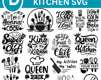 Kitchen Monogram SVG Bundle: Utensil, Chef Hat, & Farmhouse Designs (Digital Download)