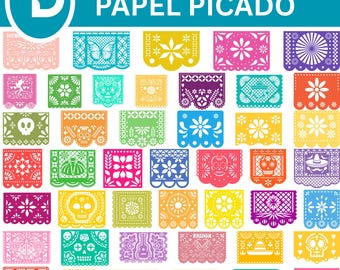 Papel Picado SVG Bundle, Fiesta Banner Clipart (Digital Nedladdning)