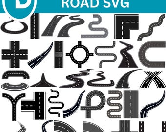 Väg Svg Bundle, väg clipart, vägklippsfil, motorväg svg, väg ai, väg png, vägvektor, böjande svg, böjd asfaltväg svg
