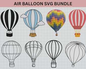 Luftballong SVG-paket: Clipart, PNG, JPG-filer (digital nedladdning)