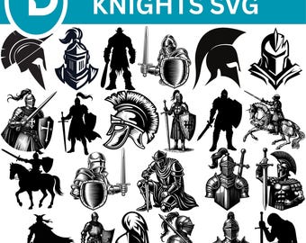 Riddare SVG-paket, korsfarare krigare PNG Clipart, riddarhjälm digital nedladdning, gotiskt korsdesign, vektorgrafikpaket