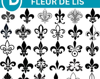 Fleur de Lis Svg Fleur de Lis Bundle Svg Fleur de Lis Silhouette Fleur de Lis Clipart för Cricut & Silhouette digital fil, direkt nedladdning