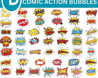 Serietidningsbubblor SVG-paket, popkonst-clipart (direktnedladdning)