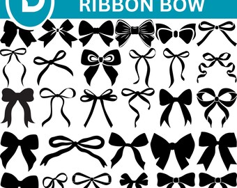 Black Bow SVG Bundle: Coquette Bow Tie Graphics (Digital Download