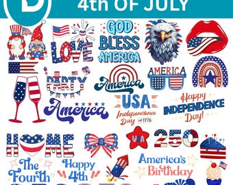 4 juli SVG-paket, patriotisk amerikansk grafik (digital nedladdning)