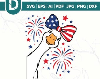 Patriotisk kikargås SVG PNG, amerikansk design för den 4 juli (digital nedladdning)
