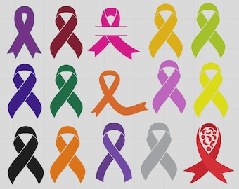 Medvetenhetsband SVG-paket, klippfil för cancerstöd (digital nedladdning)