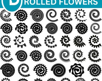 Rullad blomma SVG, pappersblomma mall, bröllopsdekor (digital nedladdning)