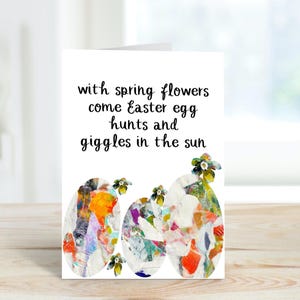 Easter Greeting Card: Egg Collage, Spring Flowers (Digital Download)