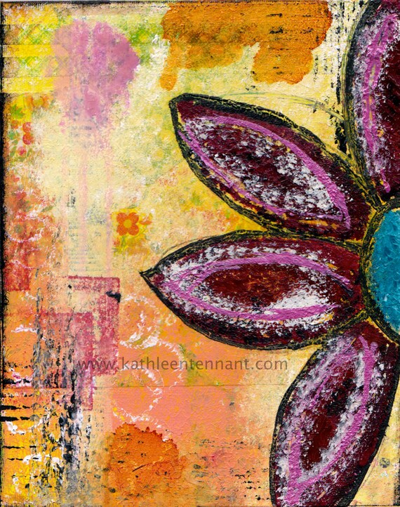 Abstract Flower 8x10 Mixed Media Art Print Home Etsy