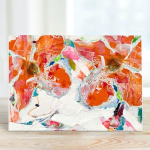 Wacht en zie de bloemen bloeien Afdrukbare wenskaart, digitale download, oranje bloemenkaart, kaart voor alle gelegenheden, blanco kaart thuis afdrukken