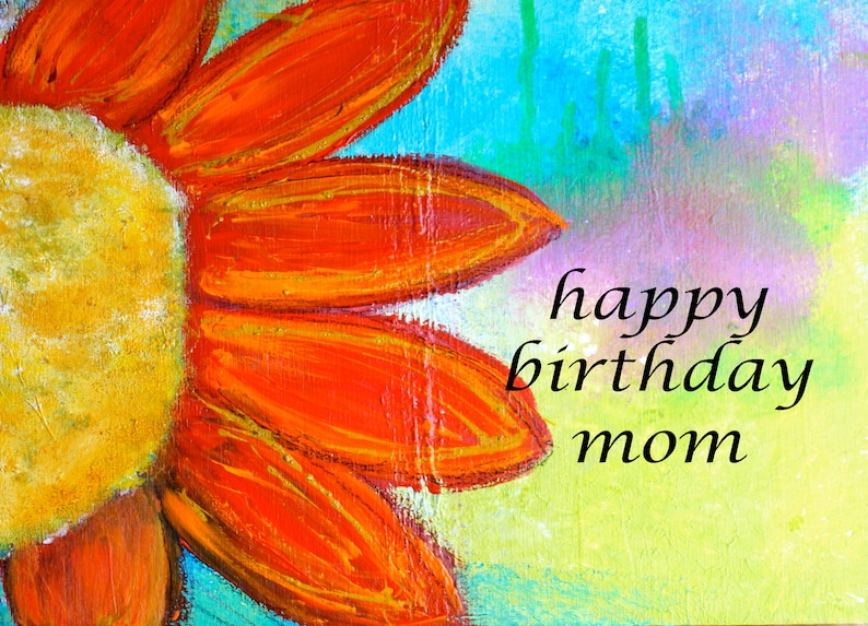 Happy Birthday Mom Colorful 5x7 Blank Greeting Card Birthday Stationery Boho Floral Mom