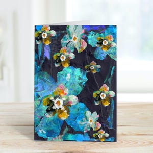 Cartão de felicitações Blue Flower Days para impressão, download digital, cartão floral para imprimir em casa, cartão em branco para qualquer ocasião, dia das mães, aniversário