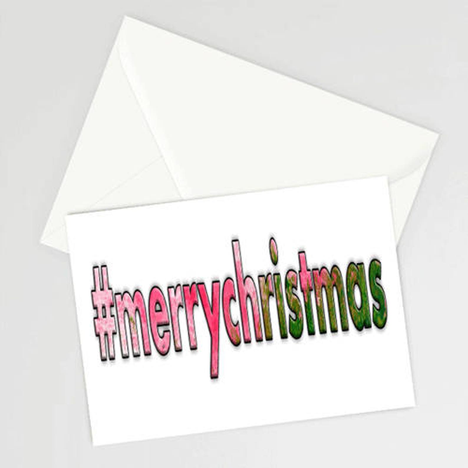 Hashtag Merry Christmas Christmas Card with Envelope Etsy
