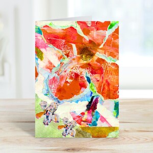 Tarjeta de felicitación imprimible con flores naranjas, descarga digital, para imprimir en casa, en blanco para cualquier ocasión, descarga instantánea, cumpleaños