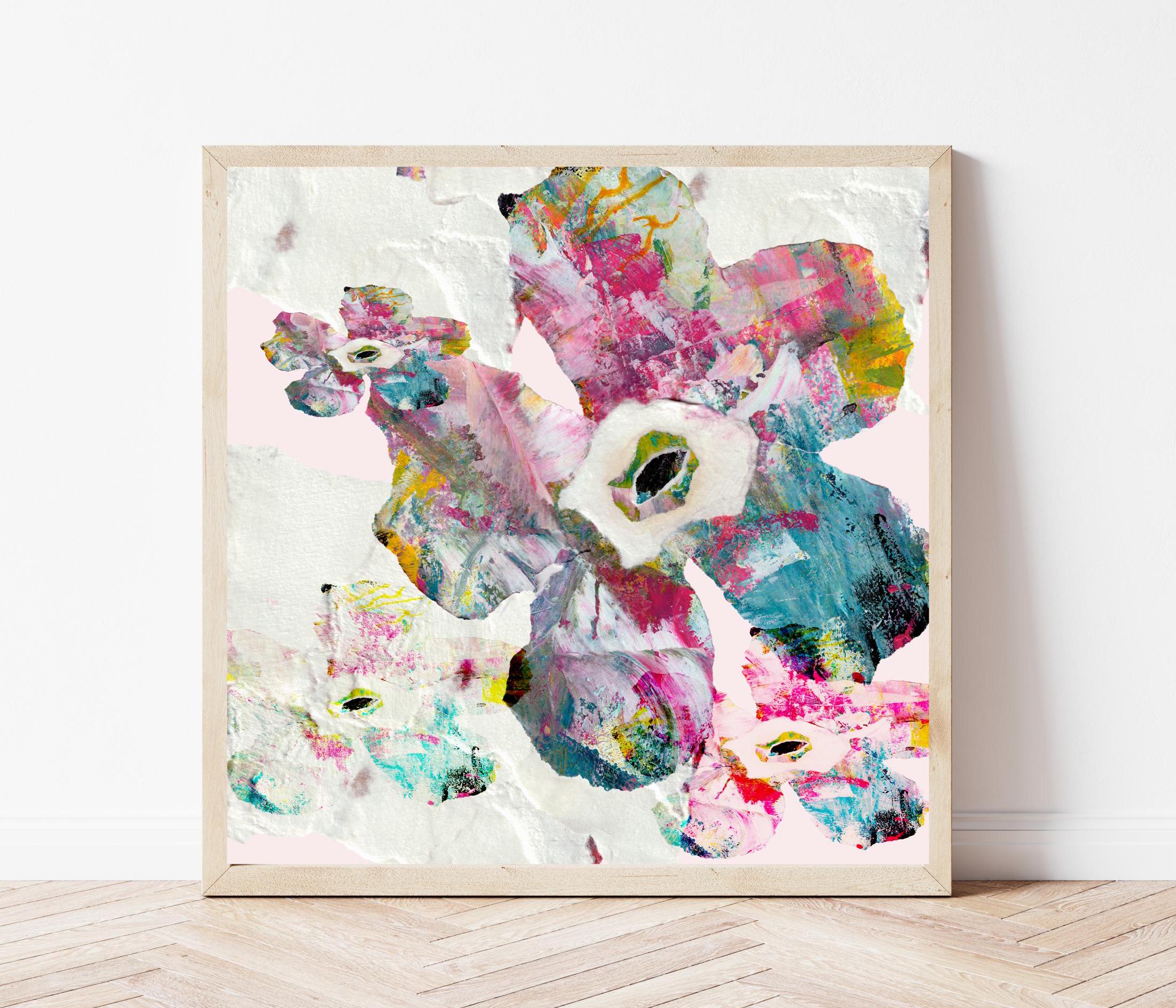 Abstract Floral Collage Art Print: Whimsical Botanical Wall Decor ...