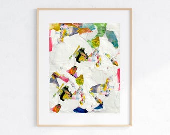 Abstract Torn Paper Collage Art Print: Modern Mixed Media (Digital Download)