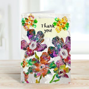 Merci, carte de voeux florale imprimable, téléchargement immédiat, cartes à imprimer à la maison, carte de remerciement vierge, carte de gratitude fantaisiste