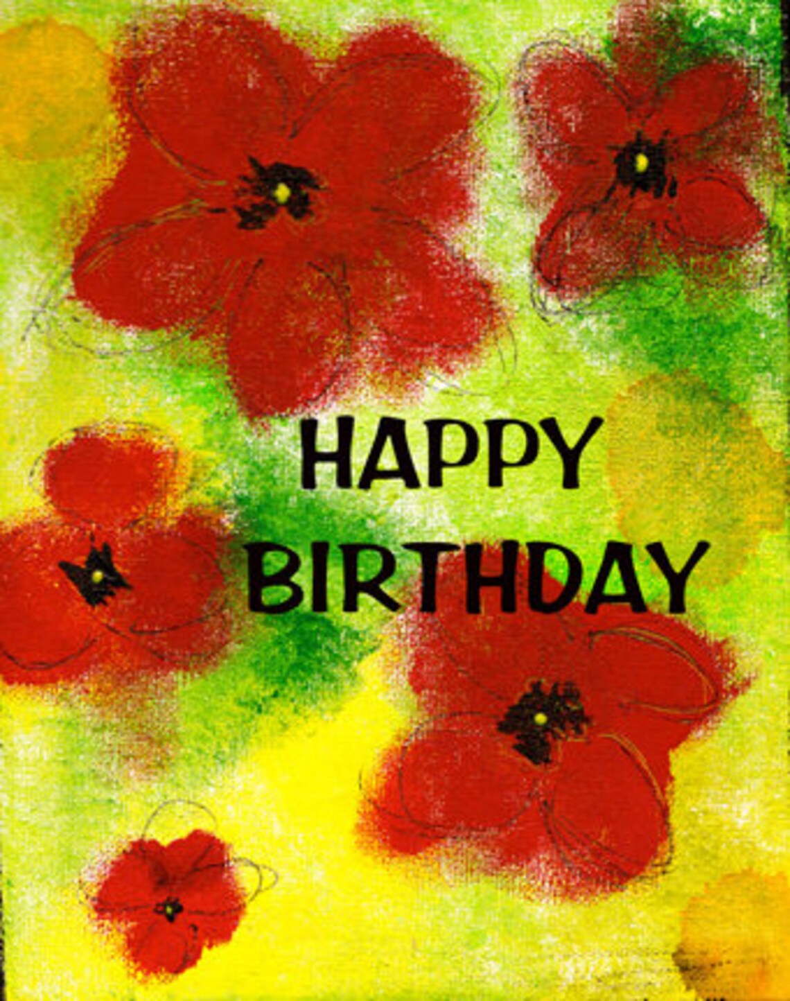 Happy Birthday Poppies 5x7 Blank Birthday Card | Etsy