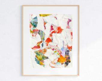 Abstract Torn Paper Collage Art Print: Modern Mixed Media (Digital Download)