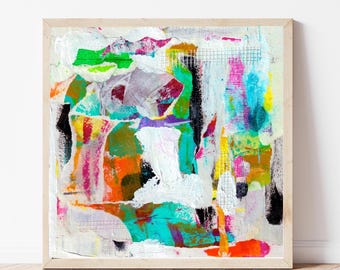 Abstract Collage Art Print: Vibrant Texture, Expressive Design (Digital Download)