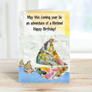 Geburtstag Abenteuer druckbare Grußkarte, Segelboote, Bootfahren, Sofortiger Download, Print At Home Geburtstagskarte, Nautisch, Segeln, leere Karte