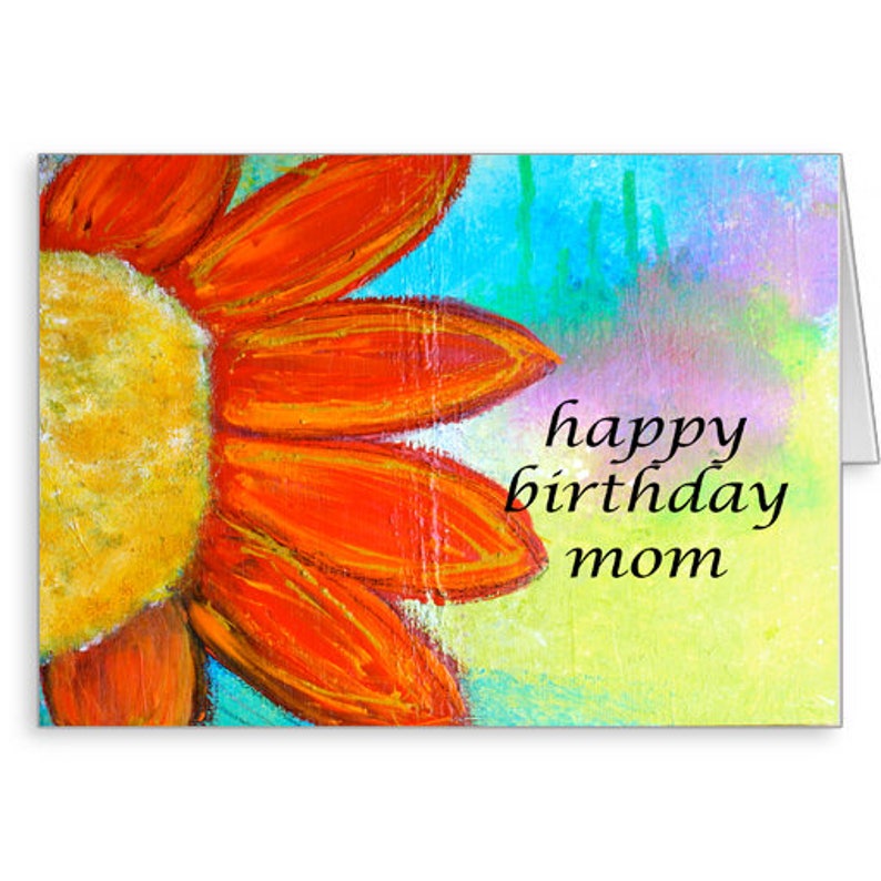 Happy Birthday Mom Colorful 5x7 Blank Greeting Card Birthday Stationery Boho Floral Mom