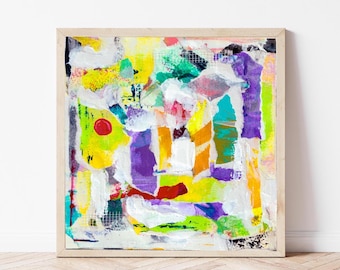 Colorful Abstract Collage Art Print: Modern Mixed Media (Digital Download)