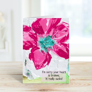Scheda di scuse digitale, scheda stampabile, biglietto di auguri vuoto, mi dispiace che il tuo cuore sia spezzato, download immediato, empatia, compassione, rottura