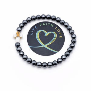 Orange Ribbon Awareness Cross Bracelet - Multiple Sclerosis
