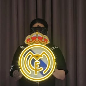 Custom Football Club Logo Signs, UV printed LED Signs for Wall Décor, Fan Gifts, and Collectors, Sports Club Gifts for Him, Game Room Signs