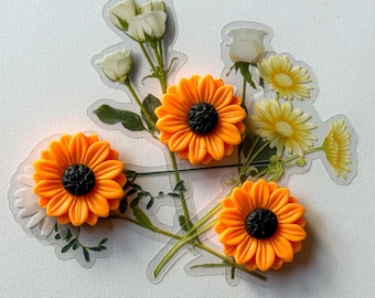 Sunflower Fridge Magnets Set of 3 | Flower Magnets | Kitchen Decor | Office Noticeboard Magnet Gift