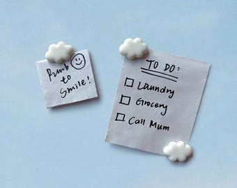White Fluffy Clouds Fridge Magnets Set of 3 | Kitchen Decor | Office Noticeboard Magnet Gift