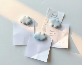 Blue Fluffy Clouds Fridge Magnets Set of 3 | Kitchen Decor | Office Noticeboard Magnet Gift