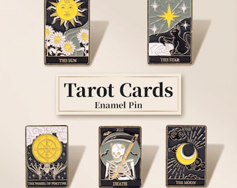 Tarot Cards Enamel Pin – The Sun, Moon, Star, Major Arcana | Gold Mystic Tarot Pin for Jackets, Bags & Gifts