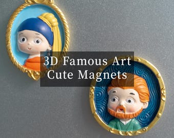 3D Art Figure refrigerator magnets (Van Gogh / Girl with a Pearl Earring)